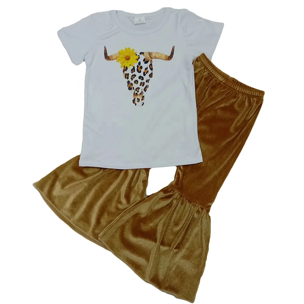 Бутик детской одежды комплект для девочек желтый цвет с короткими рукавами клеш