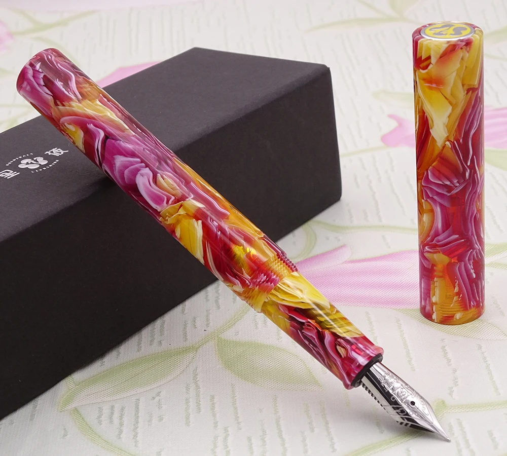 LIY (Live In You) Resin Acetate Fiber Awesome Fountain Pen Schmidt Fine Nib Writing Ink Pen Set for Gift Business Collection-17