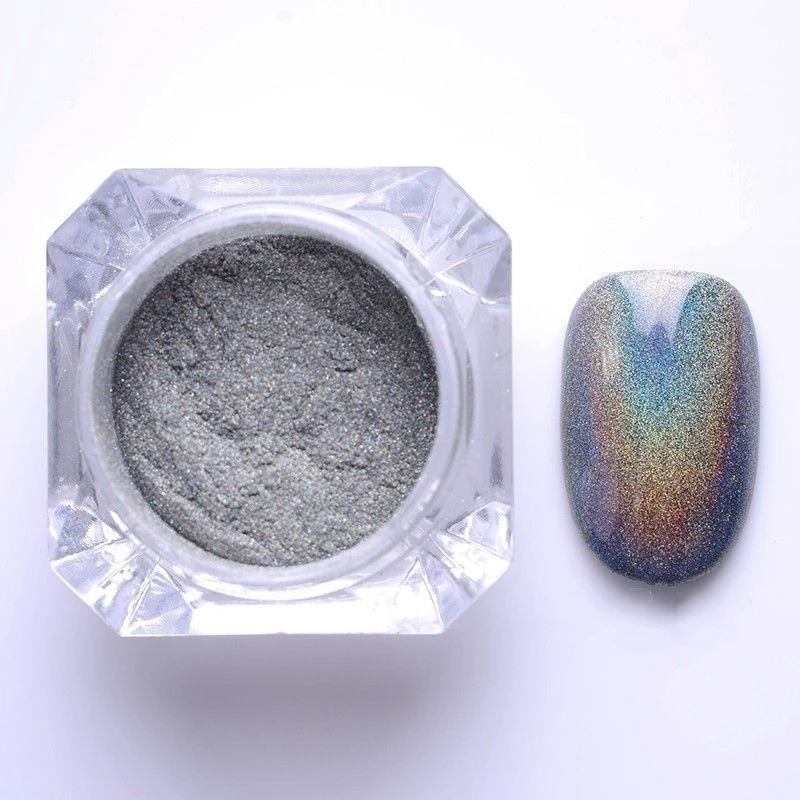 Роскошный лазерный Радужный Блеск для ногтей Блестящий Порошок хромированный