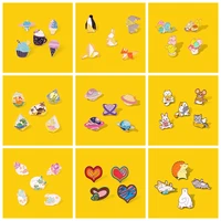 4 5pcssets animal enamel pin planet heart skull space punk cartoon brooches badge accessories backpack gift for friends jewelry