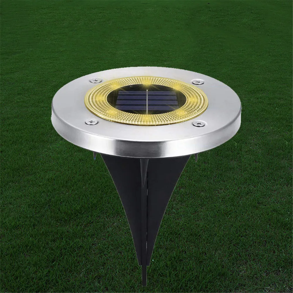 

4Pcs Waterproof 8 LED Solar Underground Lights Stainless Steel Solar Buried Floor Light Outdoor Garden Path Ground Lights