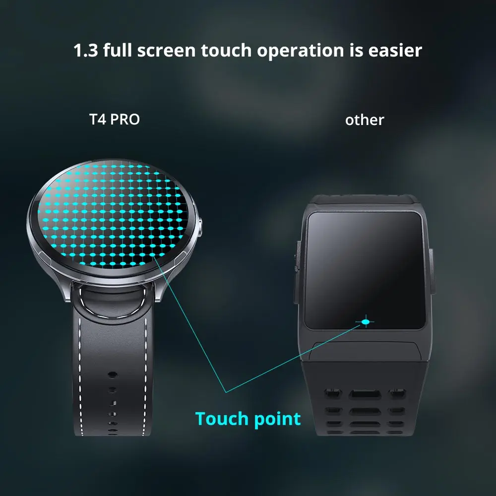 Makibes T4 Pro Men'S Smart Watch Waterproof Toughened Glass Smart Band Fashion Fitness Tracker Blood Oxygen 1.3 Inch Bracelet