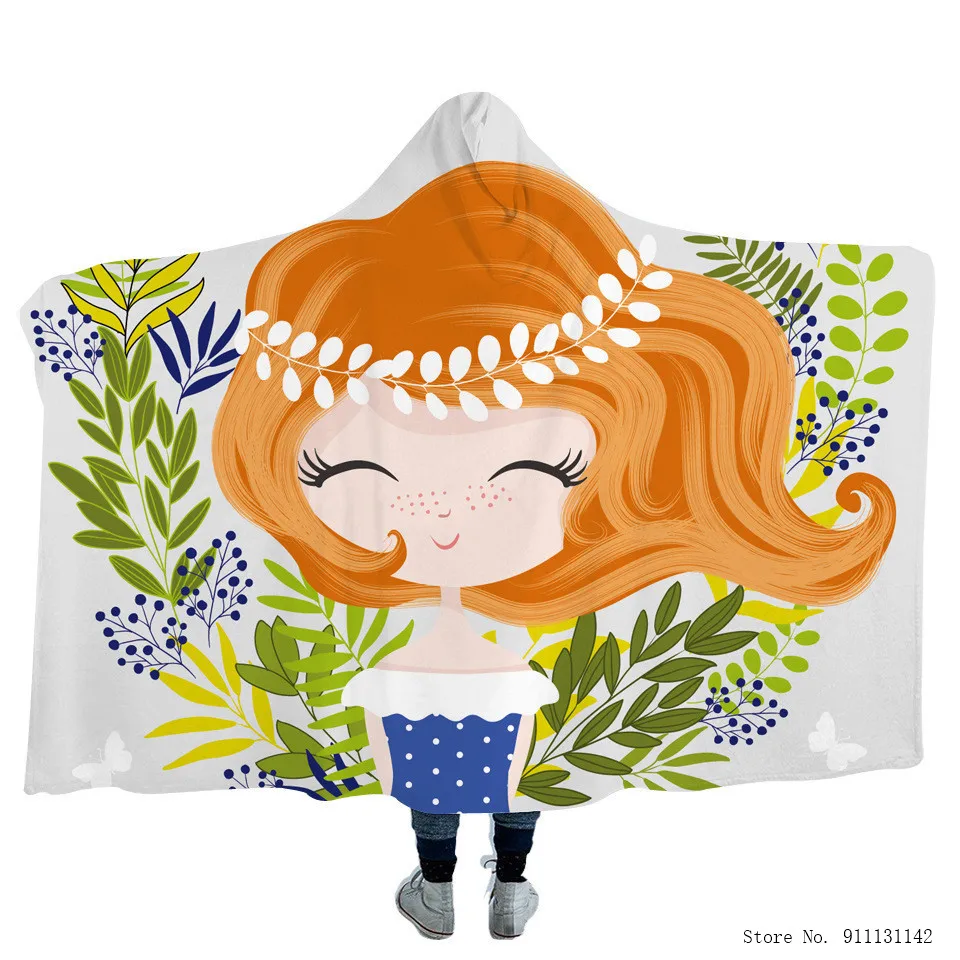 

Одеяло с милым рисунком Русалочки, шерстяное мягкое теплое плюшевое Двухслойное одеяло с 3D рисунком из мультфильма, подарок для девочек