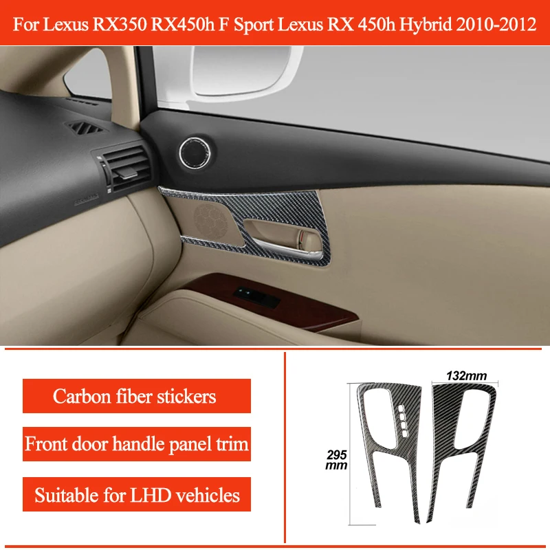 

2Pcs/set Car Styling For Lexus RX350 RX450h F Sport RX 450h Hybrid 2010-2012 Front Door Handle Panel Trim Carbon Fiber Stickers