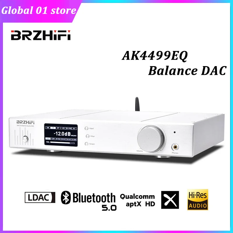 

BRZHIFI NXC10 Balanced DAC AK4499EQ AK4418 Decoder Headphone Amplifier DSD512 XMOS PCM32bit/384KHz LDAC USB Bluetooth5.0 Decoder
