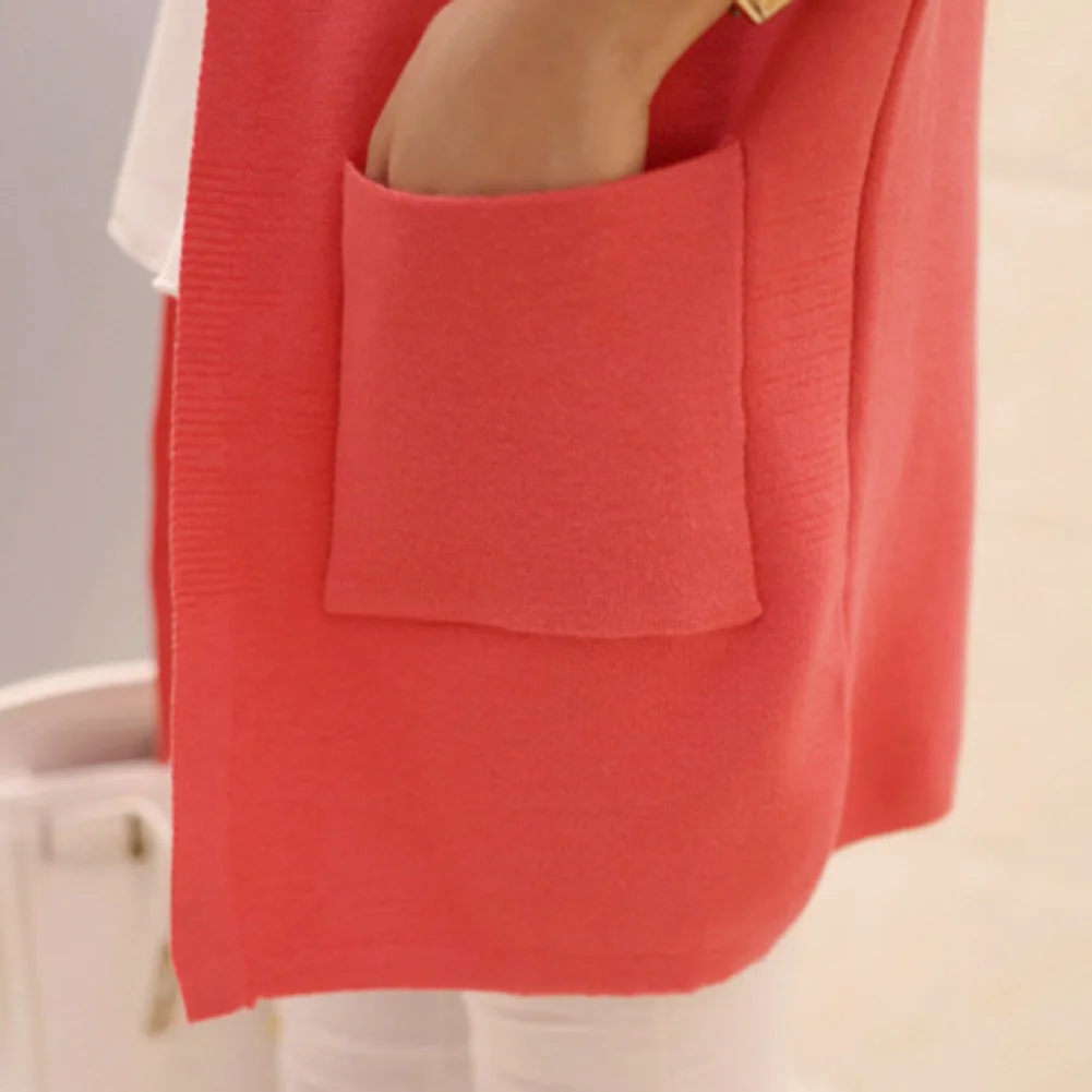 

Women Casual Solid Color Long Sleeve Pockets Knitwear Loose Cardigan Midi Coat