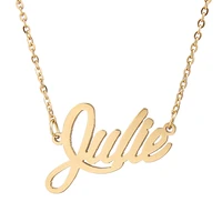 julie name necklace personalised stainless steel women choker 18k gold plated alphabet letter pendant jewelry friends gift