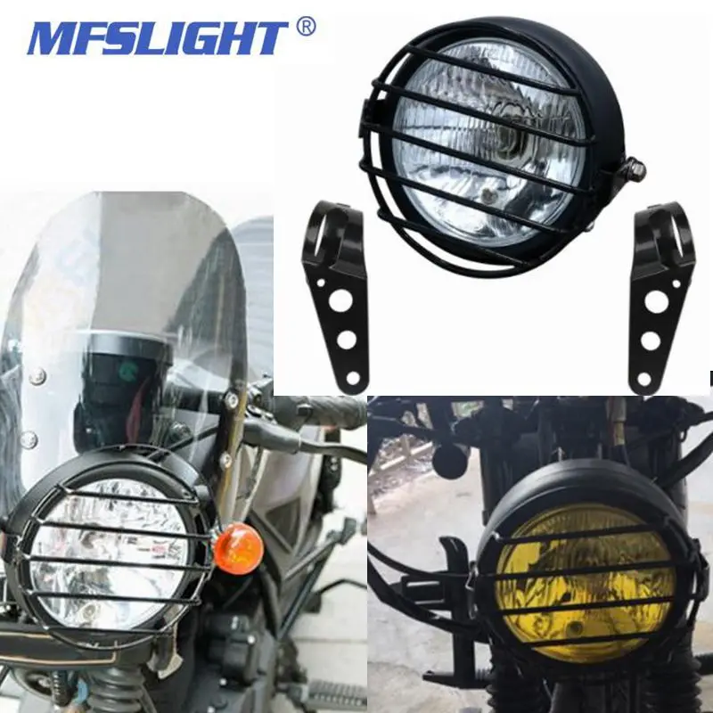 6.5 Inch retro Motorcycle LED Headlight Bracket Protector Cover Fog Light head lights Head Lamps for Harley Honda Cafe Racer |