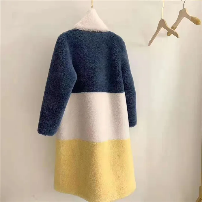 Зимняя женская куртка из овечьей шерсти, длинное пальто, женская меховая куртка с поясом