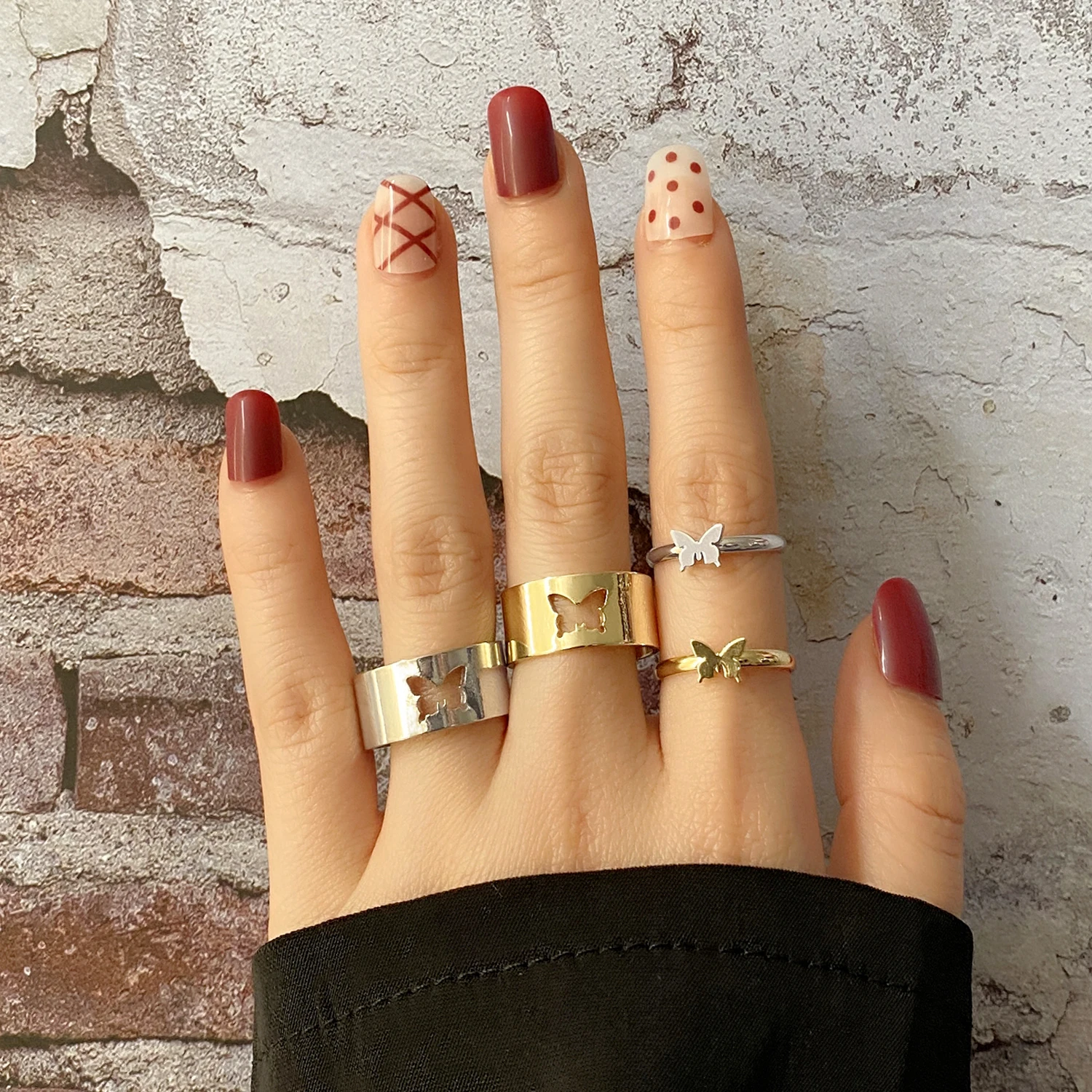 Набор Колец FNIO Золотые открытые кольца с бабочкой для мужчин и женщин парные