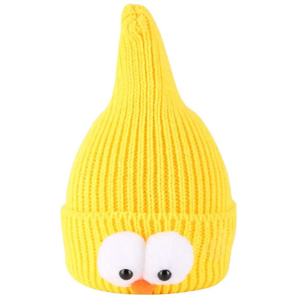 Зимняя детская шапка с большими глазами вязаная острым носком милые Мультяшные