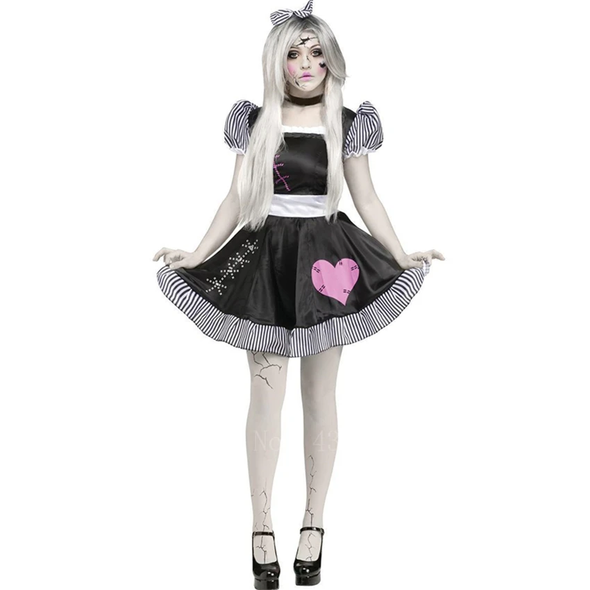 Женский Готический страшный костюм вампира элегантное платье в полоску для