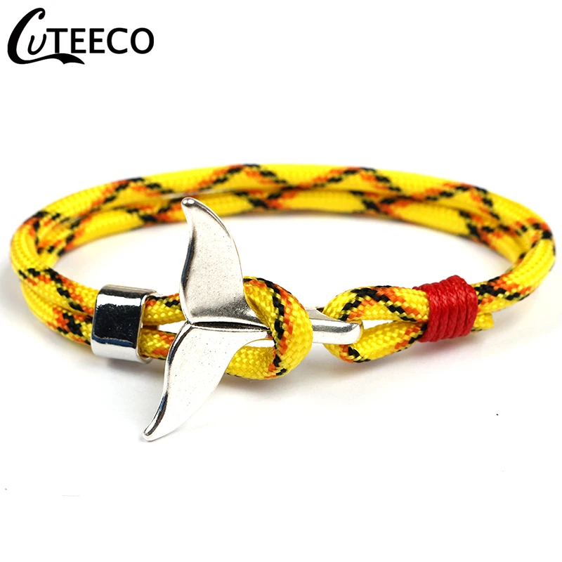 CUTEECO, рыба, акулий хвост, талисманы, браслет для мужчин и женщин, нейлоновая веревка, цепь-Паракорд, браслет, мужские браслеты, якорь, браслет - Окраска металла: A3