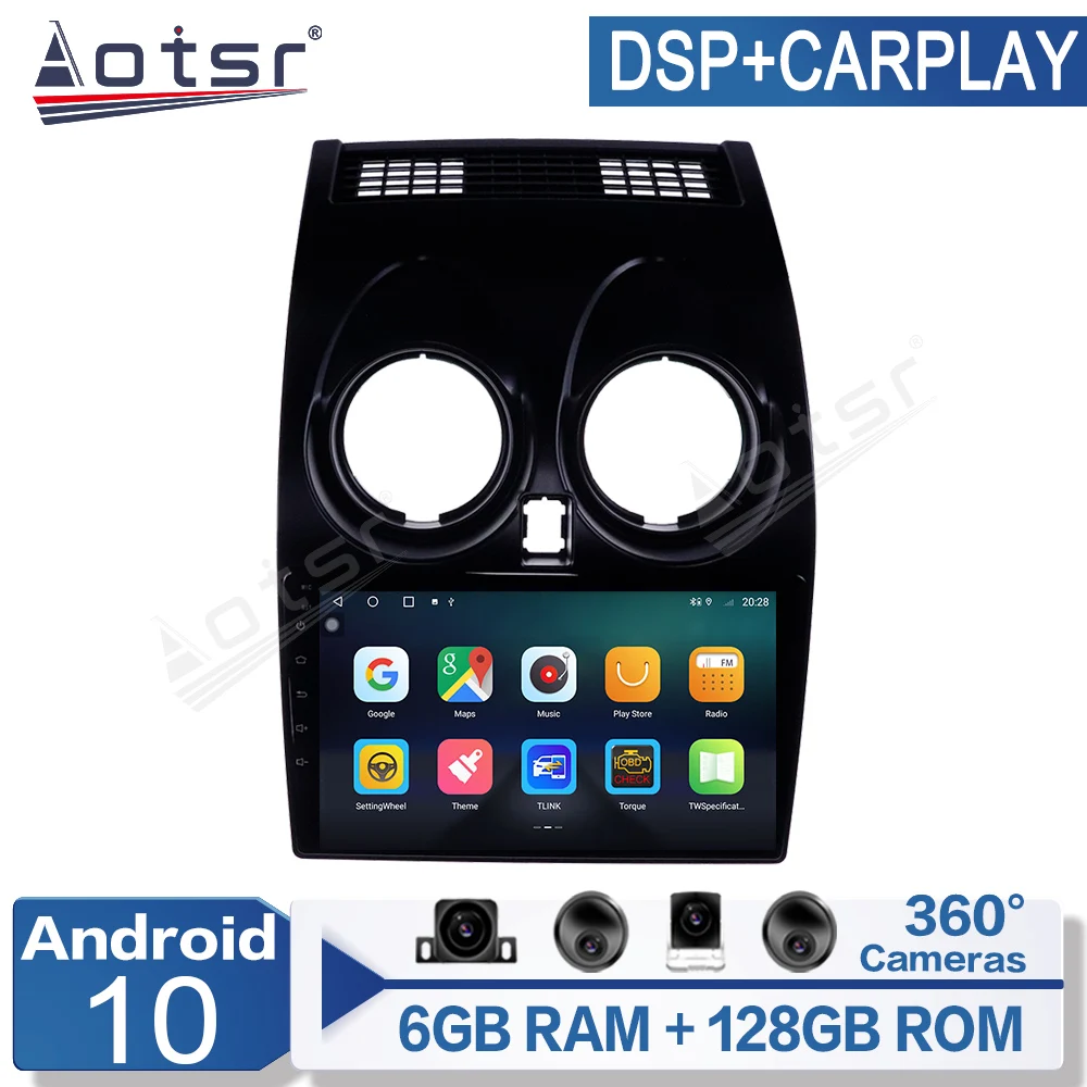 

Автомобильный мультимедийный плеер 6 + 128G Android 10 для Nissan Qashqai 2006-2013, радио, GPS-навигация, автомобильный стерео рекордер