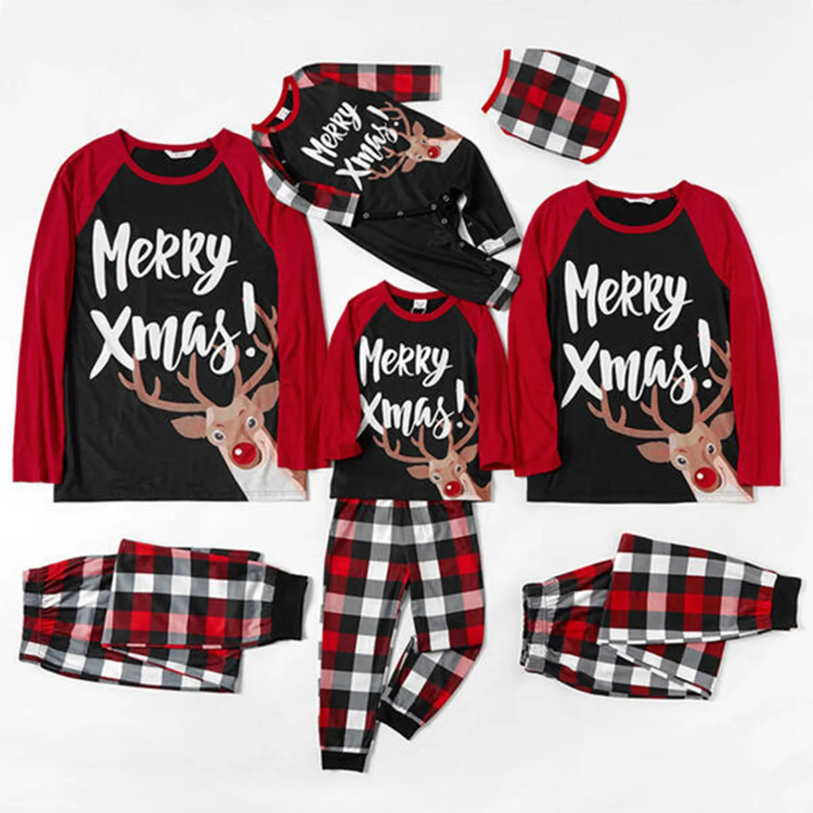 

Matching Pajamas Set Christmas Family Cartoon Adult Kid Family Matching Clothes Top + Striped Pants Xmas Sleepwear Pjs Sets