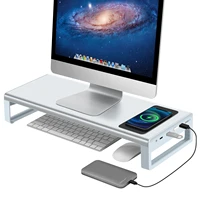 aluminium monitor stand riser with wireless charging 4usb3 0 ports transfer data charging keyboard mouse desk organizer