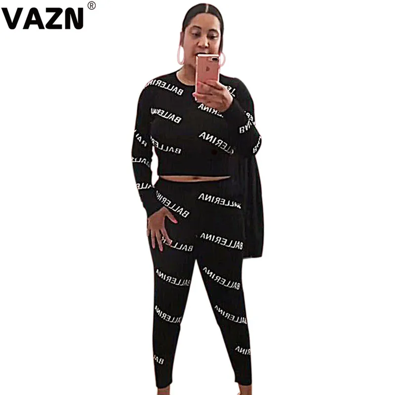 VAZN GWNY18654, лето, красный, черный, с буквенным принтом, с круглым вырезом,, комплект, длинный рукав, длинные штаны, 2 предмета, комплекты для ночного клуба, молодых ветров