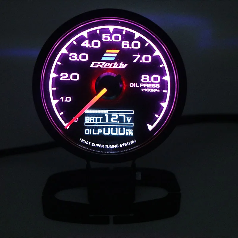 62 мм 7 цветов в 1 гоночный манометр GReddi Multi D/A ЖК-цифровой дисплей Turbo Boost автомобильный измерительный прибор 2,5 дюйма - Цвет: oil pressure