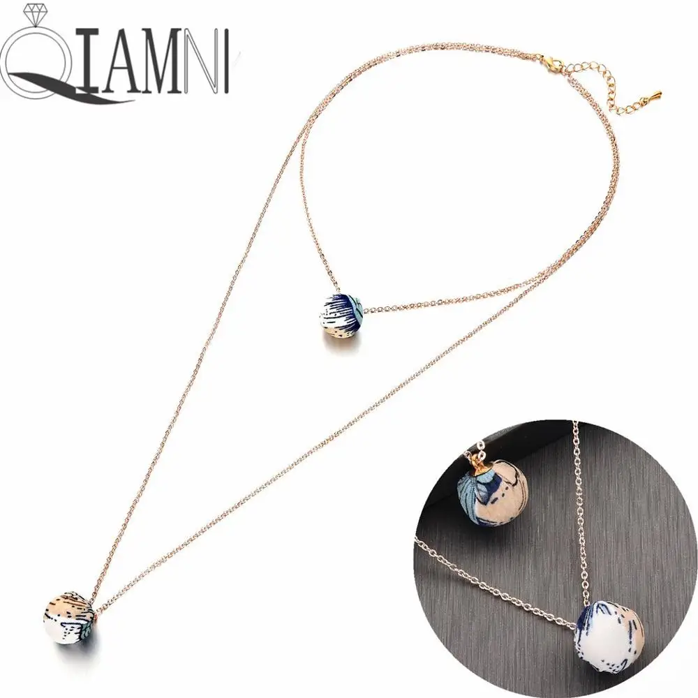 Цепочка с подвеской в виде синего шара многослойная | Украшения и аксессуары