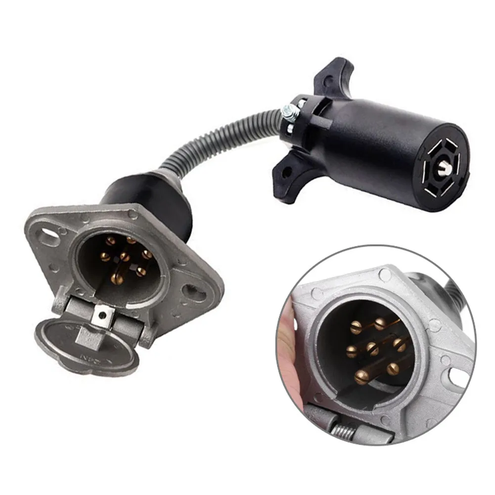 

Trailer Plug Adapter 7 RV Blade To 7 Way Pin Type Adapter Plug Connector For Trailer RV Boat 47595
