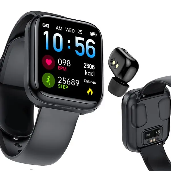 

Умные часы X5 TWS, Bluetooth-гарнитура, беспроводные наушники, два в одном, 1,54 дюйма, звонки, музыка, спортивный ремешок, умные часы для Android, IOS