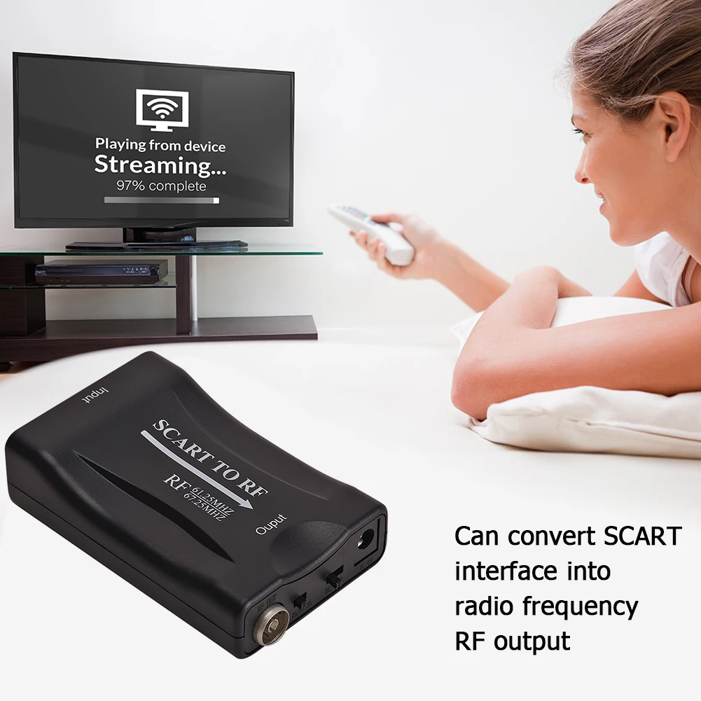 Высококлассный преобразователь SCART в RF Аудио Видео AV сигнальный адаптер ресивер