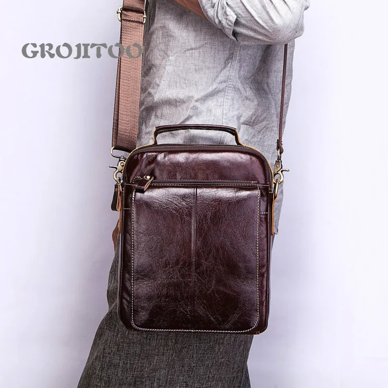 

Сумка-мессенджер GROJITOO Мужская, многофункциональная вместительная сумочка на плечо из воловьей кожи с масляным воском