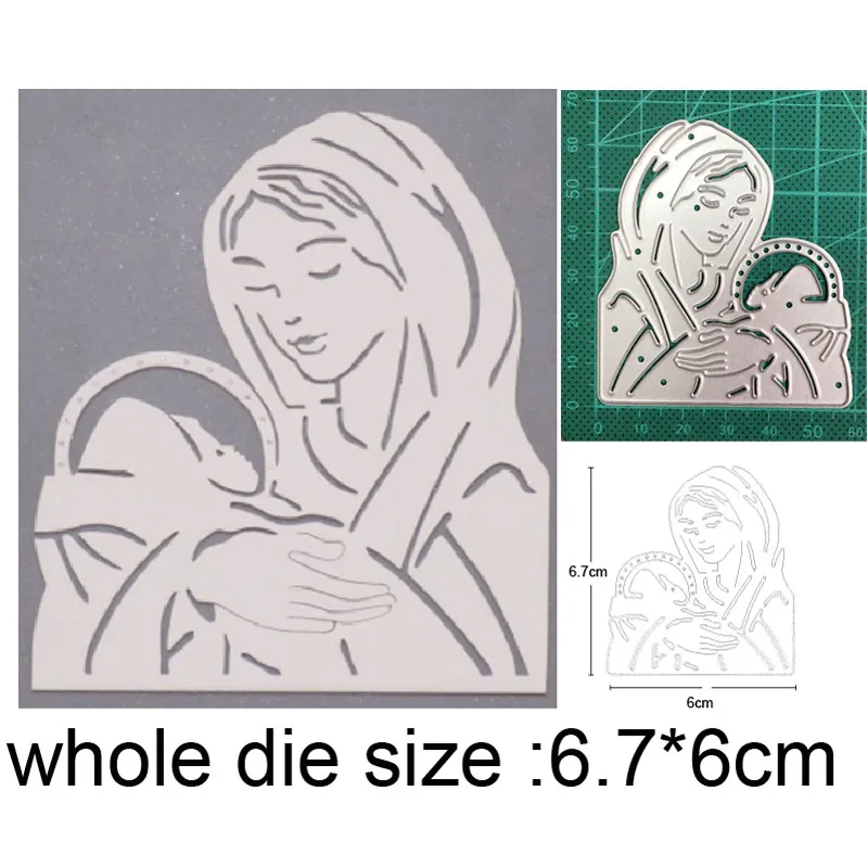 

2021 metal cutting dies cut die mold Mother holding Baby decoration Scrapbook paper craft knife mould blade punch stencils dies