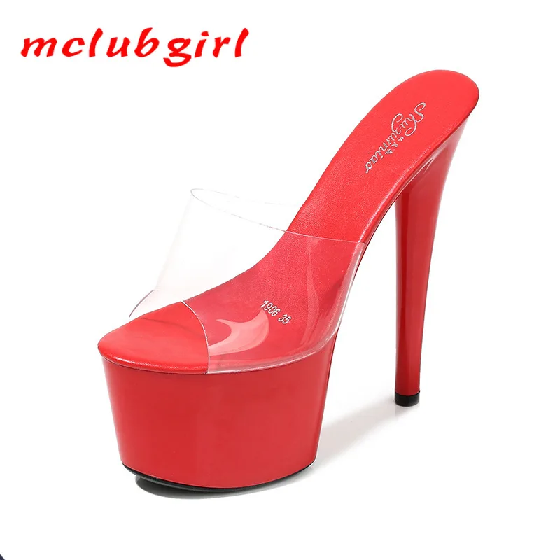 

Mclubgirl очень высокий каблук 17 см; На тонком каблуке; Непромокаемые сандалии на платформе женская кристально прозрачные туфли свадебные туфли...