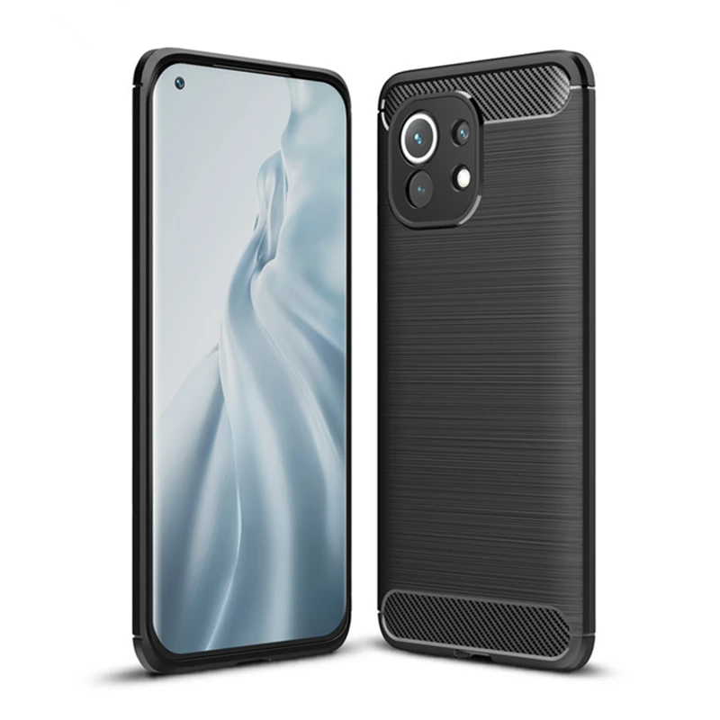 Чехол для Xiaomi Mi 11 мягкий чехол из углеродного волокна задняя крышка защитный