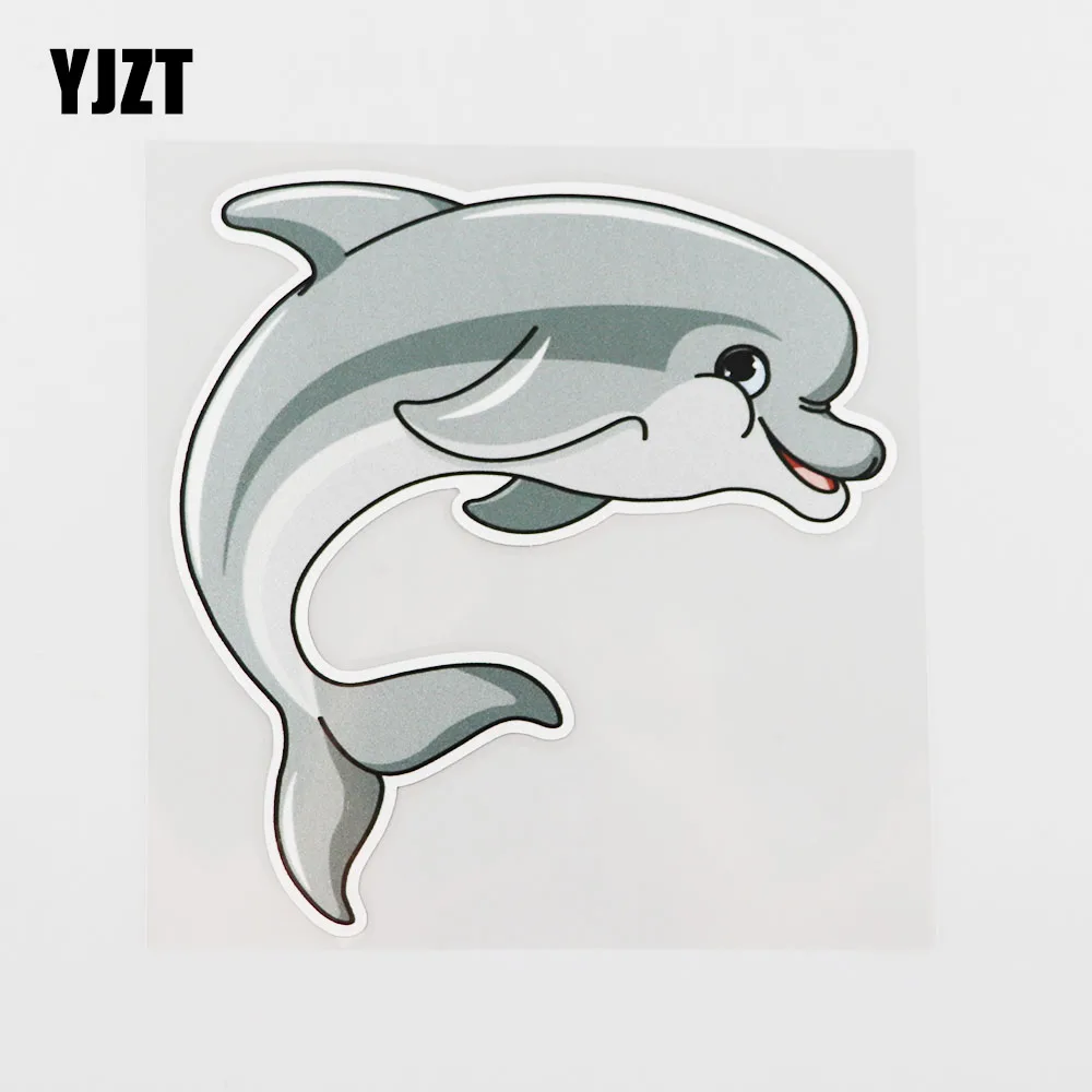 

YJZT 13.1CMX13.9CM Dolphin Fish Car Sticker Marine Organism Pvc Decal Accessories 6A-0155