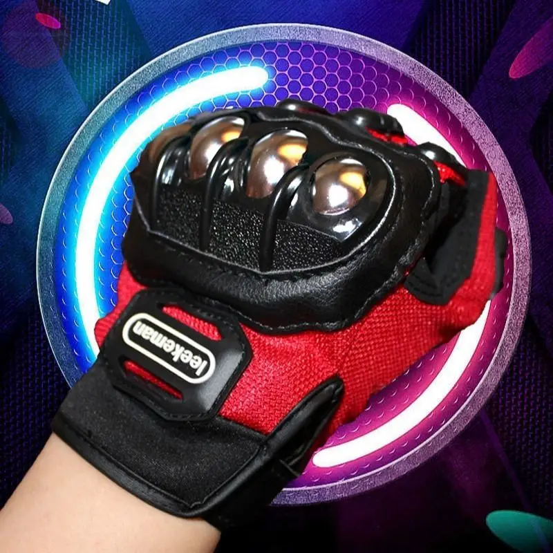 

Four seasons motorcycle gloves anti slip and anti fall Knight riding equipment locomotive all finger stainless steel gloves