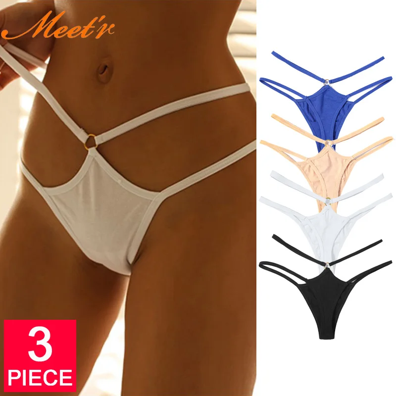 

Meet'r 3Pcs/Lot Women Cotton Panties Sexy G-String Thong Hollow Out Underwear Bandage Seamless Soft Knickers Lingerie Intimates