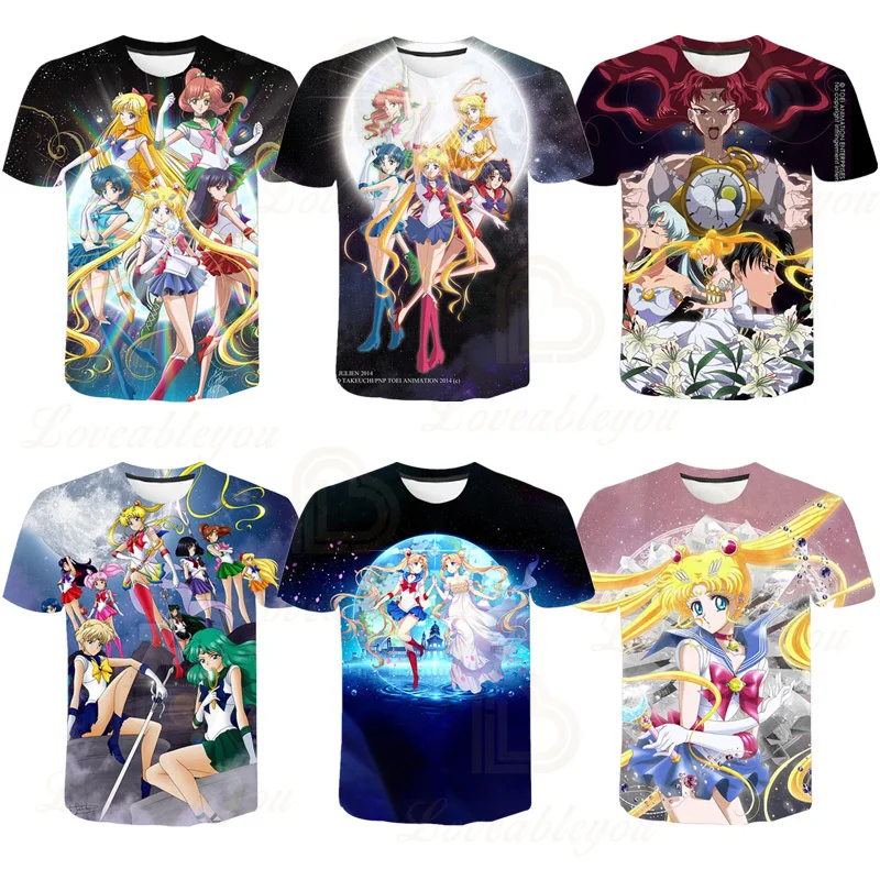 

2020 New Sailor women T Shirt 3D Print Anime Fashion Hip Hop Tops Harajuku Cool Tees Men Women Children Chiba Mamoru Streetwear