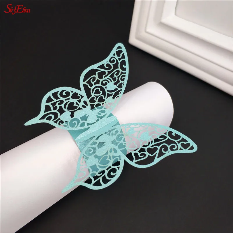 100 шт Бумага Бабочки рождественские кольца для салфеток украшение стола