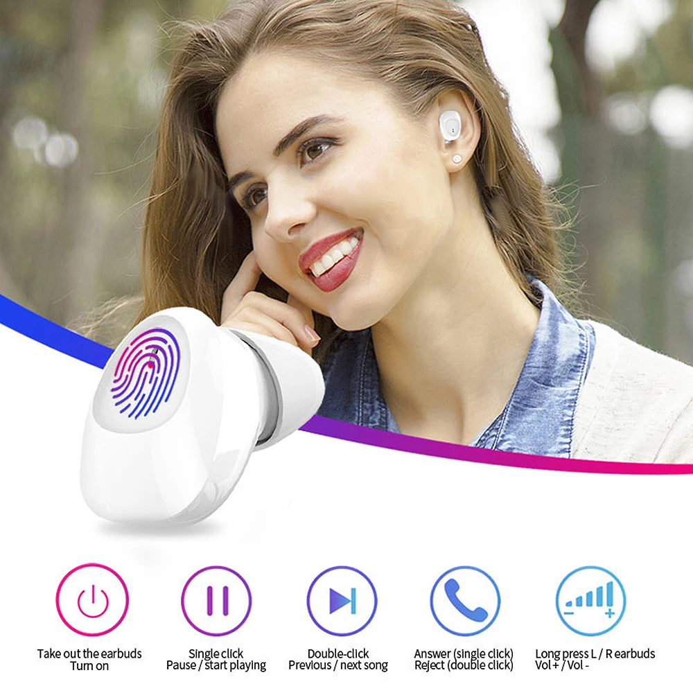 

True Wireless Stereo Earphone Multi-functional Waterproof Bluetooth 5.0 Noise Reduction HiFi Headset earbuds with Charging Boxs