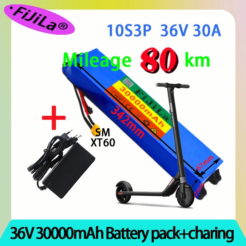 

Аккумулятор для скутера Xiaomi Mijia M365, 36 В 10S3P 30 Ач, Электрический скутер, плата BMS для Xiaomi m365 + зарядное устройство
