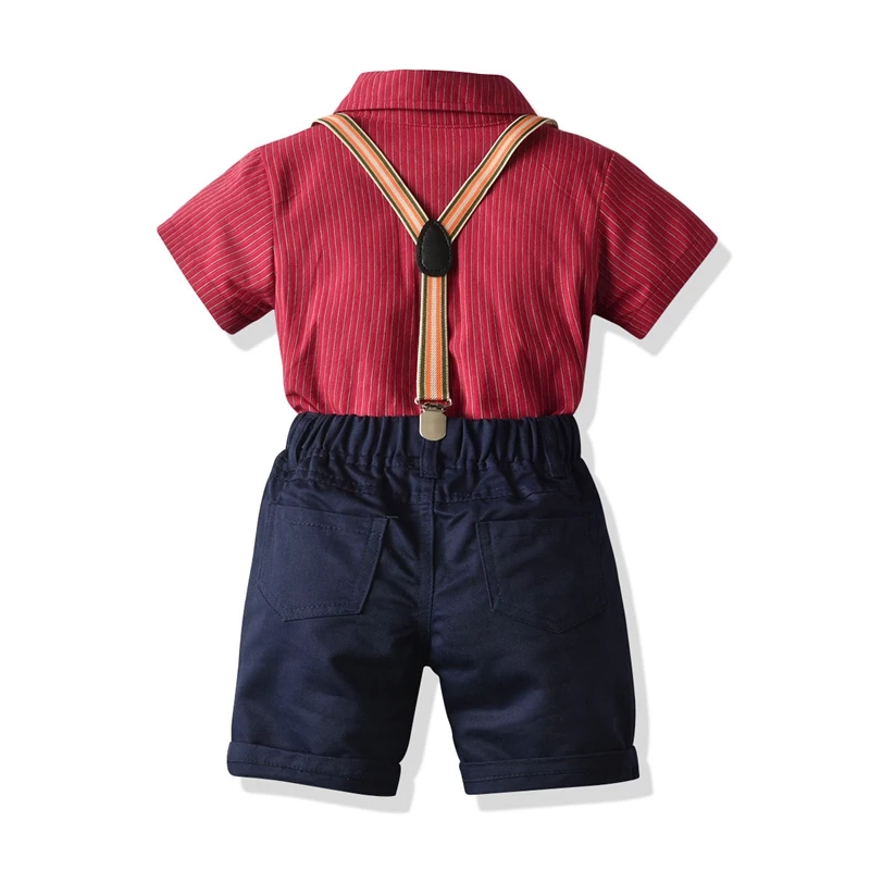 

Kids Baby Summer Clothes Set Gentleman Infant Boys Clothes Wedding Party Boy Kids Clothing High Quality T-Shirt+Belt Pant Boys