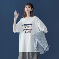 graffiti loose summer oversized womens top 2021 new short sleeved vintage clothing emo urban y2k tops couple clothes tees