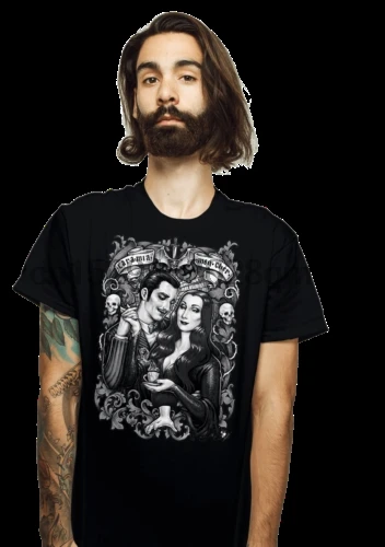 Кара моя мама чер мортия и Гомез каротика Аддамс черная футболка S 6XL|Мужские