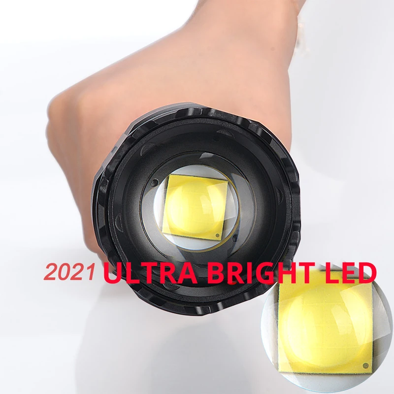 Comprar Linterna LED De Autodefensa XHP160, Dispositivo Con Zoom, Recargable Por USB, Iluminación Para Exteriores Impermeable De Autodefensa Para Acampar Y Senderismo, Batería De 26650