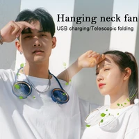 new 12001800ah portable personal neck mounted usb sports fan retractable folding mini handheld fan for outdoor travel n66