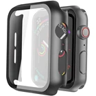 Полное покрытие для Apple Watch Series 5 4 3 2 iWatch матовый пластиковый бампер жесткий чехол рамка Защитная стеклянная пленка для экрана аксессуар
