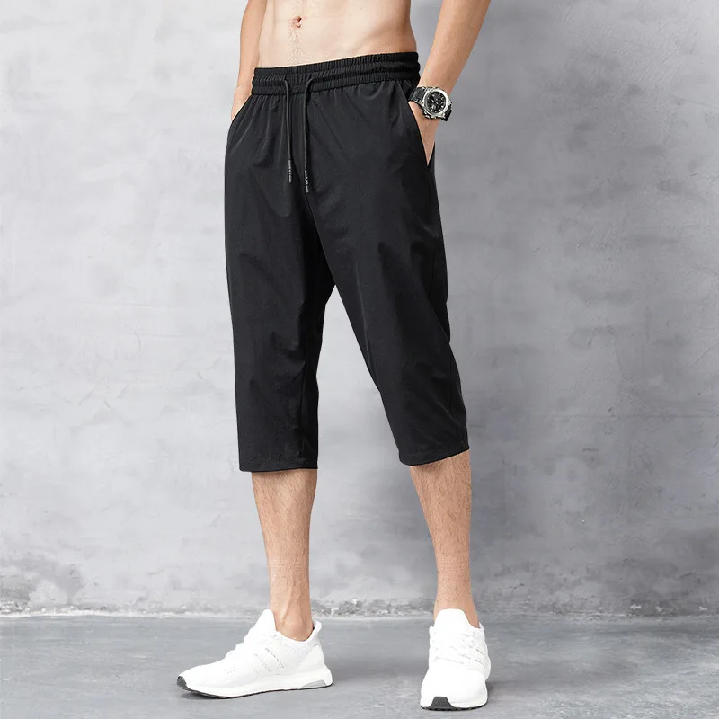 

Men's Summer Casual Shorts Beach Thin Nylon Male Quick Drying Elastic Black Shorts Sportwear Men's Fitness Training Clothes