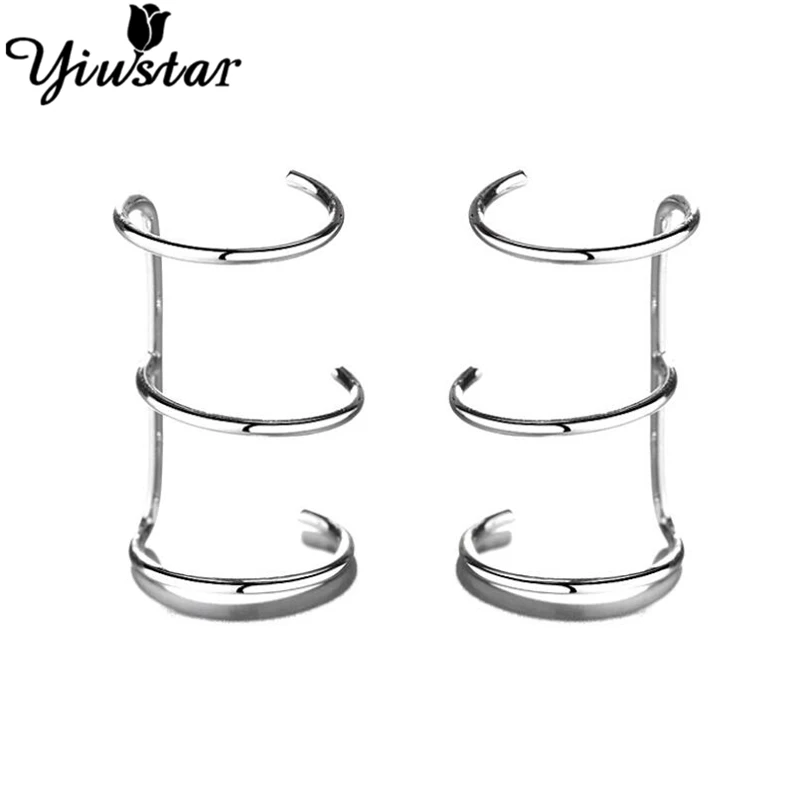 

Yiustar 1-2Pc 14-Types Fashion Clip Ear Geometric Cross T Bar Ear Cuff Non Pierced Earrings Crawler Retractable Earrings
