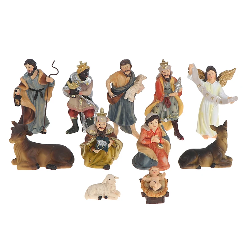 1Set Jesus Manger Miniatures Ornament Statue Nativity Scene Christmas Crib Figurines Baby Church Catholic Gift Home Decor | Дом и сад