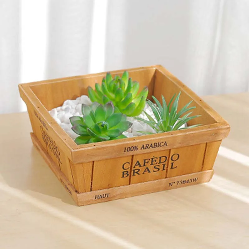 Деревянная корзина для хранения суккулентов растений 1 шт.|Корзины хранения| |