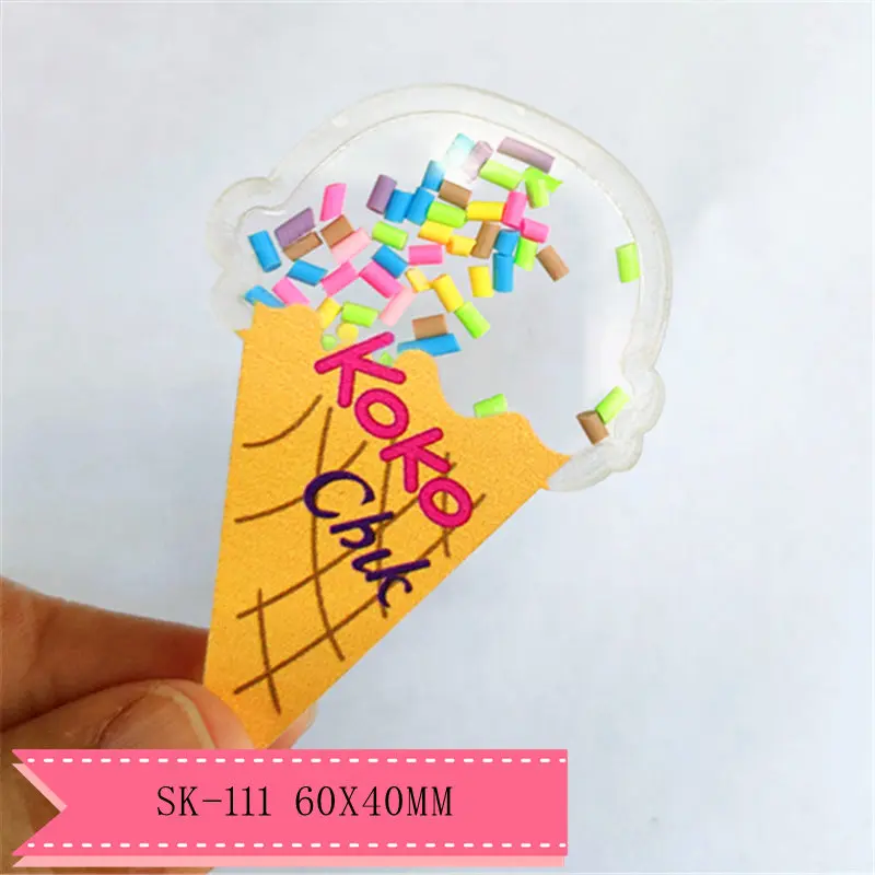 

1pcs cartoon ice cream Quicksand Acrylic Sequins custom Shaker Resins DIY bow center SK-111