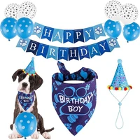 blue dog birthday bandana dog birthday boy hat scarfs flag balloon with cute doggie birthday party supplies decorations