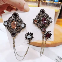 vintage pearl tassel brooches pins women colorful glittering rhinestone all match luxury clothing accessories jewelry lady 2020